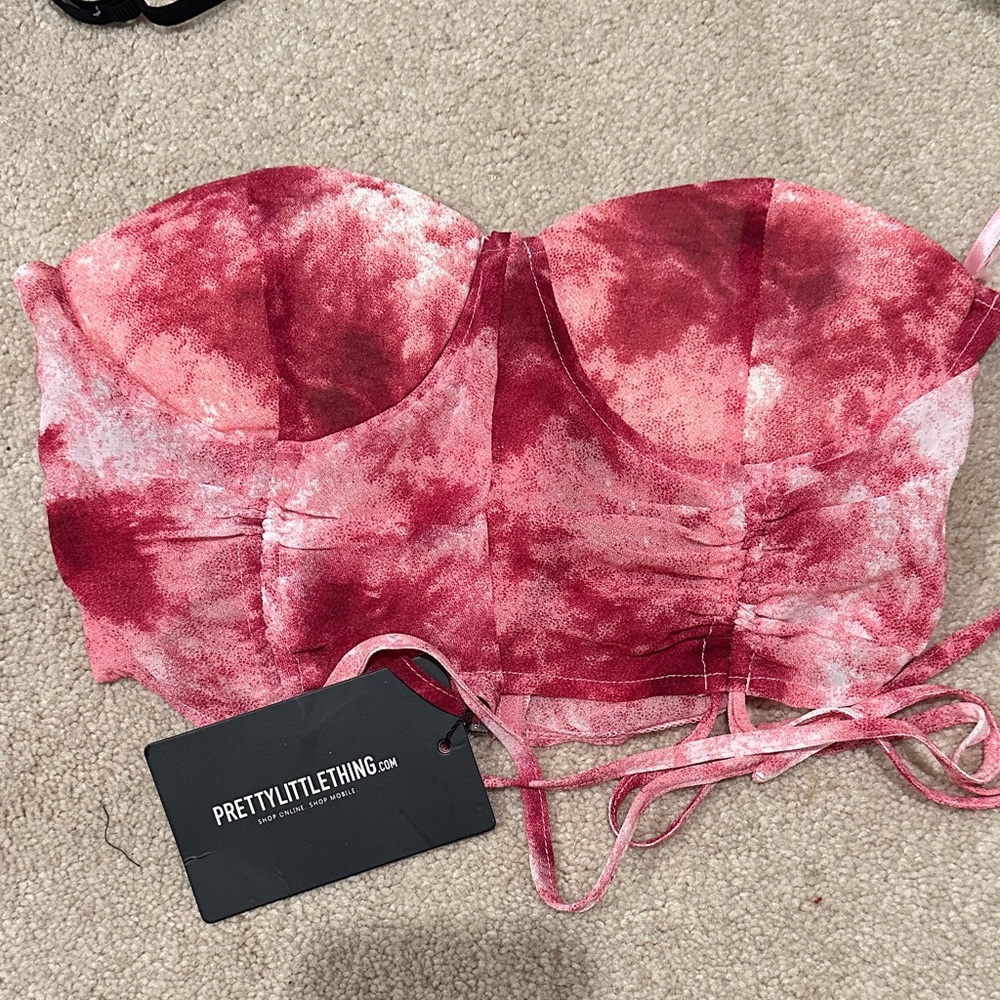 PrettyLittleThing Pink Tie-Dye Bustier